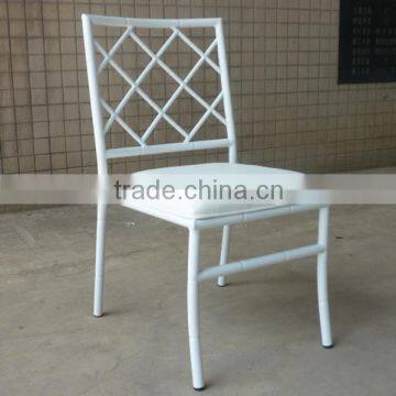 white stackable chiavari chair with lower back