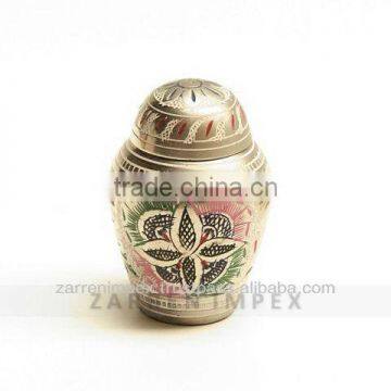 Multi Color engraved 3" Keepsakes Urn Brass