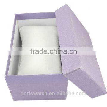 Good quality Fashion watch box long purple box pillow inner 13.8*8.8*7.8cm jewelry paper box