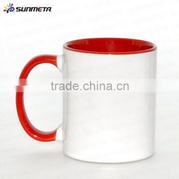 Wholesale 11oz white ceramic sublimation blank mug,Promotional 11oz Inside Color Ceramic coffee Mug, White heat transfer coffee