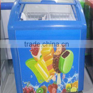 150L Top open sliding glass doors ice cream deep freezer