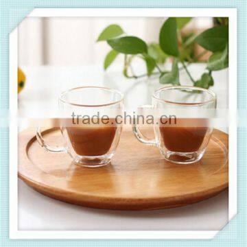 Heat-resistant double wall coffee glass hand blown double wall glass coffee cup for sale