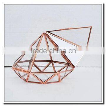 NEW rose gold hanging terrarium succulent plants stand| geometric hangers planters- crystal flower glass vase with silver stand