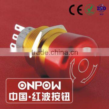 ONPOW Metal Emergency Stop Switch (GQ22A-11TSB Dia. 22mm IP65 CE ROHS)