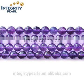 6mm 8mm 10mm high quality faceted wholesale synthetic amethyst