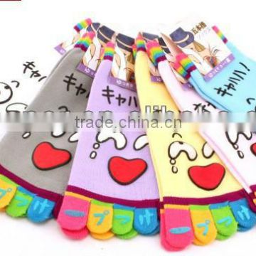 Women's five toe socks, crying face toe socks, lovey cartoon summer toe socks