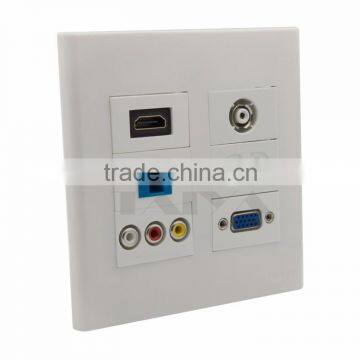 120 X 120mm Face Plate HDMI VGA CAT6 RJ45 3RCA AV TV AC Power Wall Plate Support DIY photo-2