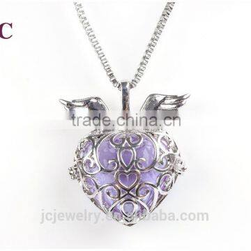 2016 wholesale glass vial perfume essential oil diffuser cage locket pendant necklace for women