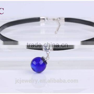 Wholesale Leather Choker Necklace Lampwork Murano Essential Oil Bottle Pendants For Women