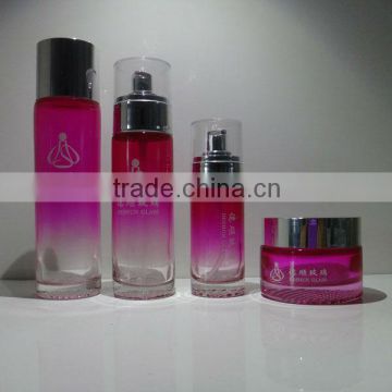 Gradient color cosmetic glass bottles