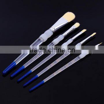 Art Supplies Bulk Clear Handle Transparent Acrylic Brush, Goat Hair Artist Oil Painting Brush Art, 5 pcs/Set Watercolor Brushes