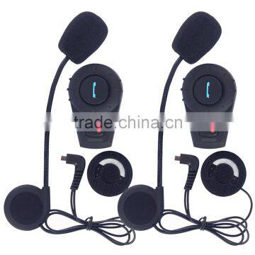 2016 new! 2 pcs waterproof motorcycle bluetooth intercom interphone headset for moto helmet intercommunicador with FM function