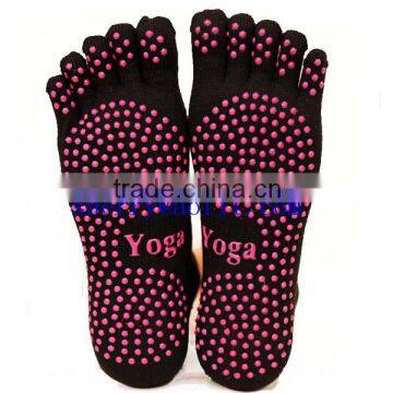 Women 100% Pure Cotton Yoga Socks Five Toes Yoga Socks Wholesale Toeless Socks