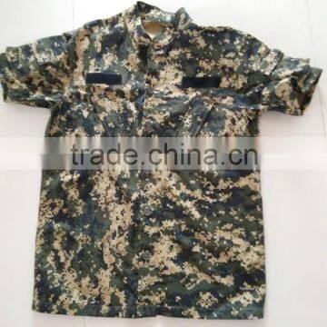 Custom made 60% cotton 40% polyester ripstop grey digital camouflage print army combat uniform summer short sleeve jacket