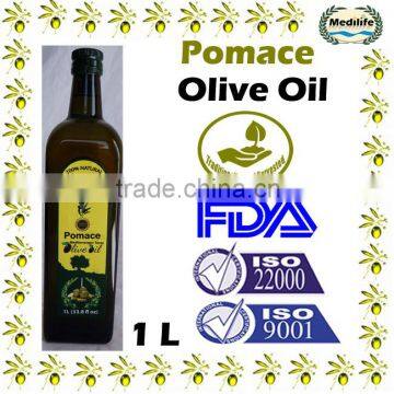 1L Pomace Olive Oil with Kosher Certification, 100% Pomace Olive Oil in glass bottle Marasca.