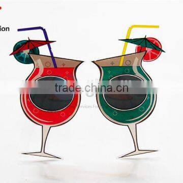 No.1 Yiwu Exporting Commission Agent Wanted Colorful Personalized Wine Glass Shaped Sunglasses for Party photo-2