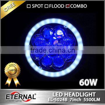 60W Round 7inch LED Headlight Replacement for Offroad Jeep Wrangler TJ JK CJ YJ 4x4 Vehicles Ford Harley Motorcycle photo-3