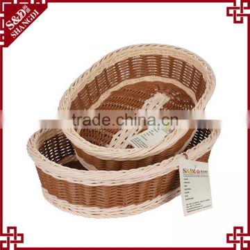 Eco-friendly supermarket kitchen oval shape rattan handmade weaving food knitted basket