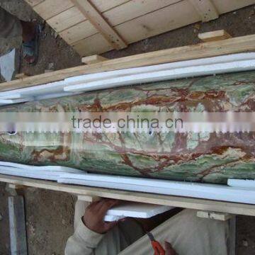 High quality Western DARK GREEN ONYX COLUMNS PILLARS CARVED TOP