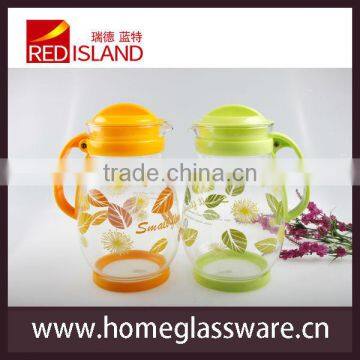 2L glass water pot with plastic handle