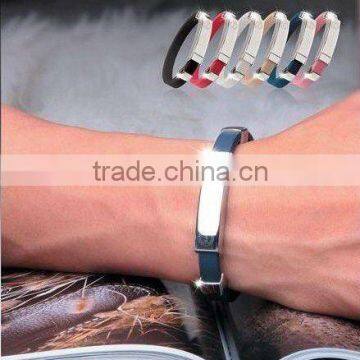 Silicone bracelets with metal buckle inside two magnets