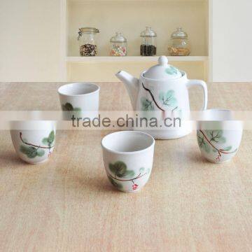 Japanese style ceramic tea pot and cup set with hand painting