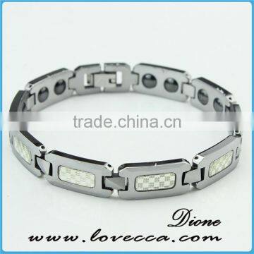 Trendy Tungsten Bracelet for men,inlay energy magnetic stone or germanium tables could be customized