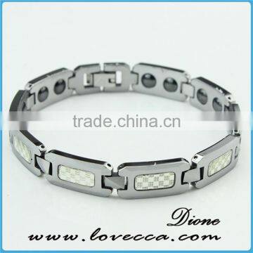 Large Heavy Black Silver Link Bangle Chain Men's Tungsten Bracelet photo-6