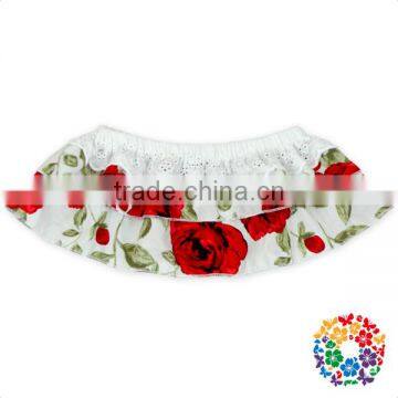 100% Organic Cotton Red Floral Bloomer Set For Diaper Girl Shorts photo-2
