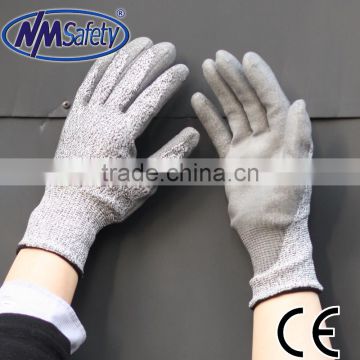 NMSAFETY EN 388 4543 cut resistant pu coated gloves DMF free