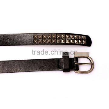 Wholesale Double Layer Pyraid Rivets Decorated D Buckle Sex Girl Thin PU Waist Belt photo-5