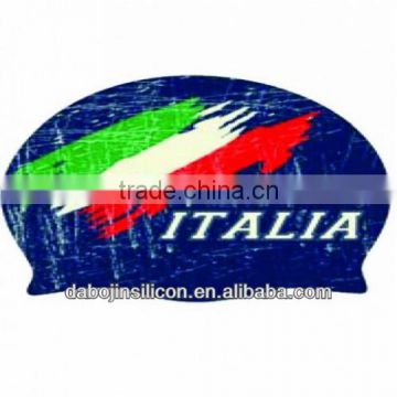 italy country Flag Patriotic Silicone Swimming Caps with CE/ROHS certification