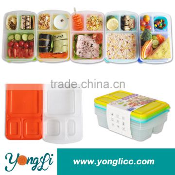 Leak-proof 3 Compartment Rectangular Plastic Eco Friendly Food Container