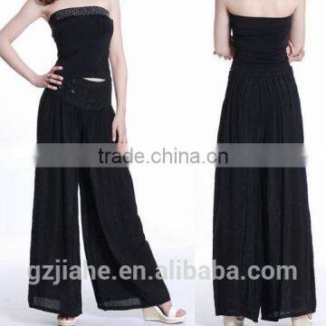 New Fashion Wide Leg Pants Trouser Women Loose Long Culottes Brocade Pants Dress