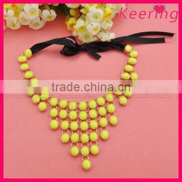 High end crystal Yellow 2014 wholesale statement necklace WNK-223