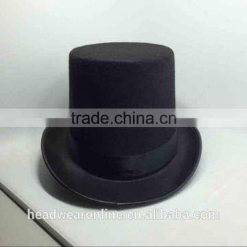 Fashion Black Round Top Hat With Custom Printing Logo Ribbon photo-6