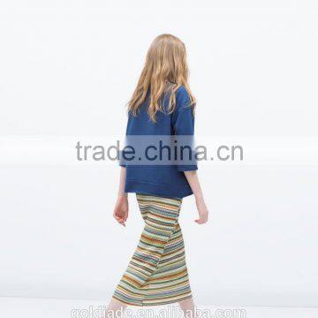 Fashion Cutting Ladies Loose Top Fleece Cotton Three Quarter Sleeve Lady Blouse photo-6