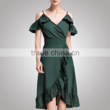 Fashion Design Classic Look Young Ladies Green Dress For Tall Women