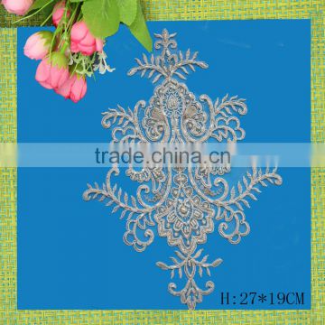 Factory sale custom sew on embroidered beaded stone appliques patches