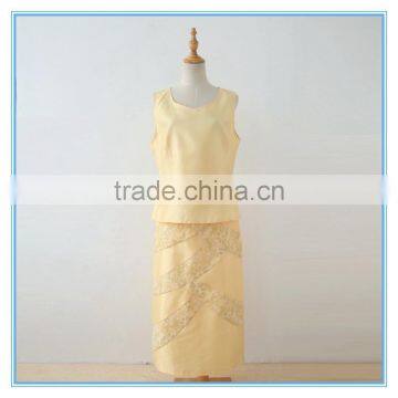 Fancy Lace Micado 3 Pieces Women Church Suit Business Suits With Pretty Buckle photo-4