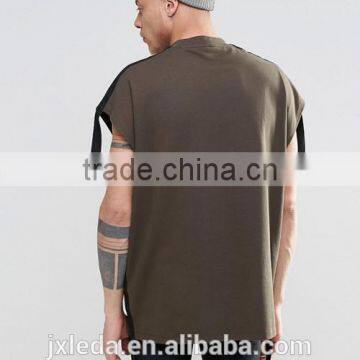 Custom Men Fashion Super Oversized Sleeveless Heavyweight Jersey T-shirt With Taping photo-5