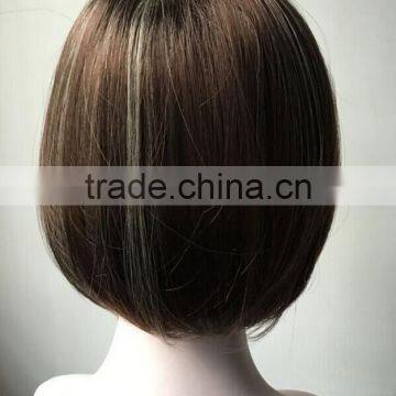 MGOO Short Bob Lace Front Wig Human Hair Party Wig Short Women Wig For Middle Age photo-2