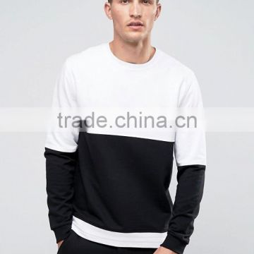 custom wholesale crewneck sweatshirt 100% Cotton plain color block sweatshirt cut and sew blank fashion design sweatshirt hoodie