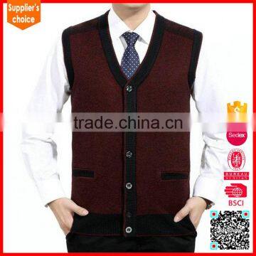 Hot selling mens knitted wool vest v neck knitted pattern vest sweater