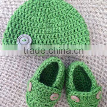 Hot Sale Autumn Winter Baby Toddler Crochet Wool Shoes Set Cute Style Infant Hand Knit Shoes
