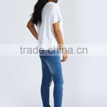 Ladies Fashion Skinny Jeans 2016 High Quality Ripped Denim Jeans photo-2