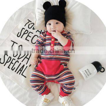 S17710A High Quality Cotton Wholesale Baby Clothes Stripe Design Baby Rompers photo-2