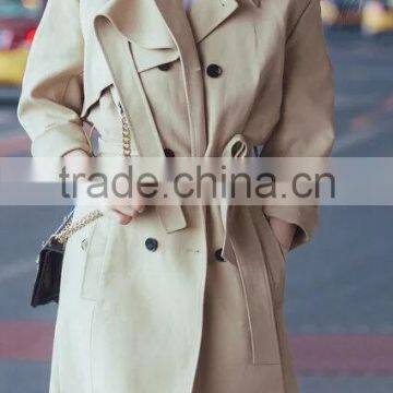 Runwaylover EY0990C Hot Sale 2016 Women Double Breasted Trench Coats With Belt photo-2
