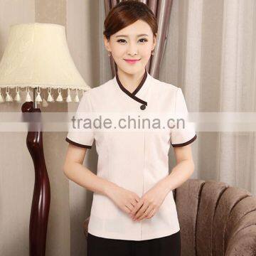 Best price summer style short sleeve perfect fit hotel housekeeping cleaning uniforms wholesale