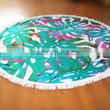 Round Custom Printing Beach Towel With Tassel White & Black Cotton Circle Beach Towels photo-4